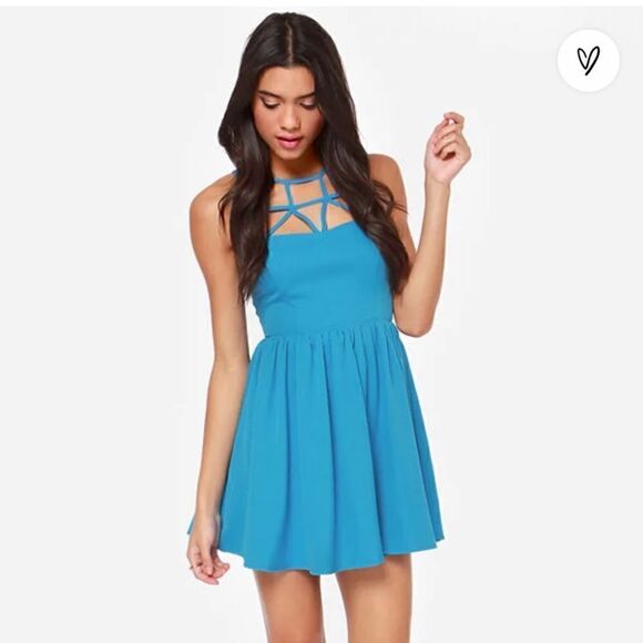 Lulu's Blue Can't Cage Me Dress Size Small - Picture 1 of 11